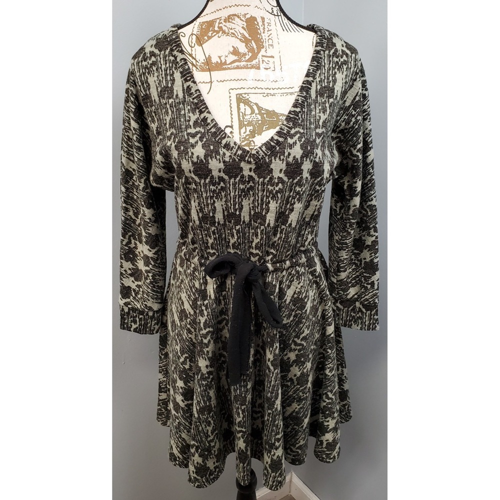 Hazel Mini Dress Womens Small Multi Abstract Print V-Neck Adjustable Tie Waist
